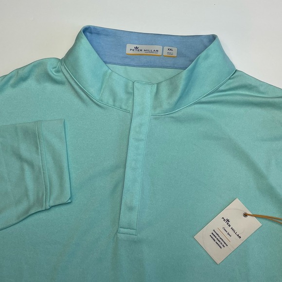 NEW Peter Millar‎ Featherweight Snap Pullover XXL Seafoam Green Long Sleeve - Picture 1 of 8